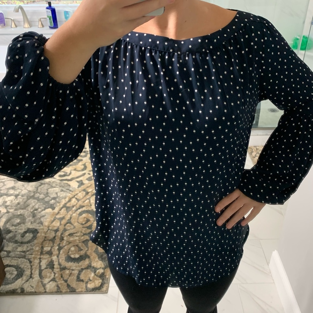 LOFT polka dot long sleeve blouse